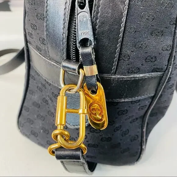 Gucci Black GG Supreme Canvas Boston Satchel with Crossbody Strap Authentic - Picture 6 of 15